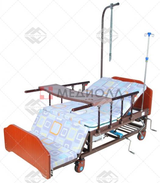 Кровать механическая Med-Mos Е-45А (ММ-5424Н-01) с боковым переворачиванием, туалетным устройством и функцией «кардиокресло»