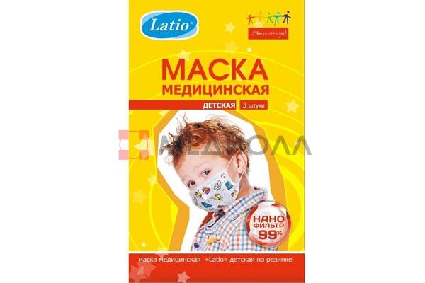 Маска медицинская детская Latio инд. уп. MF №3/48пач/144шт с рисунком звери