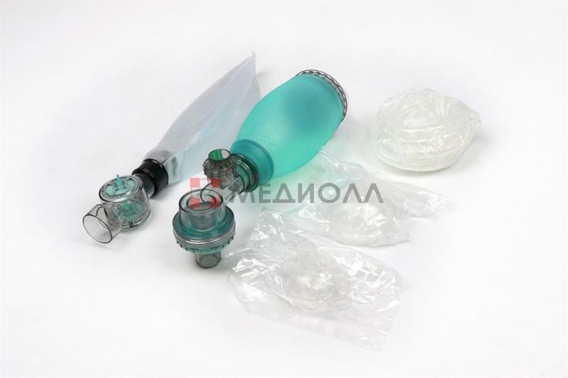 Комплект дыхательный для ручной ИВЛ (мешок дыхательный силиконовый типа "Амбу" с двумя масками, многоразовый, автоклавируемый) КД-МП-Н: неонатальный