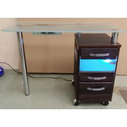 Маникюрный стол со стеклянной столешницей, УФ-блоком и вытяжкой