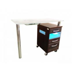 Маникюрный стол со стеклянной столешницей, УФ-блоком и вытяжкой