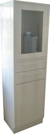 Шкаф-стойка СЕ 207 со стеклянной и металлической дверями и двумя ящиками